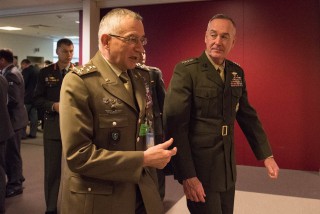 Marine Corps Gen. Joe Dunford, right, chairman of the Joint Chiefs of Staff, and Italian Chief of Defense Gen. Claudio Graziano , DoD photo by D. Myles Cullen